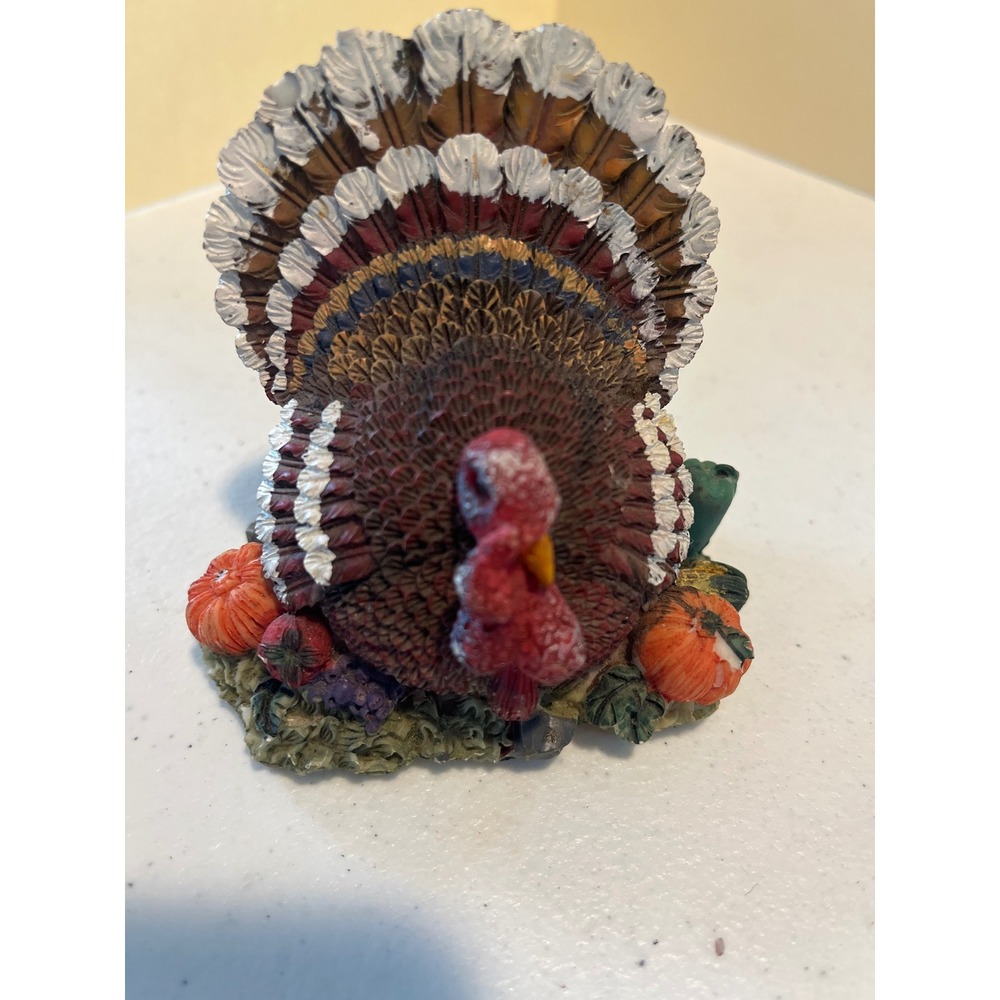 Thanksgiving Turkey Figurine Harvest Pumpkin Gourd Tabletop Decor 4 Inch